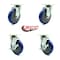 Service Caster Cooking Performance 369CASTER4 5'' Replacement Caster Set with Brakes, 4PK COO-SCC-20S514-PPUB-BLU-TPU1-2-TLB-2 - alternate 4